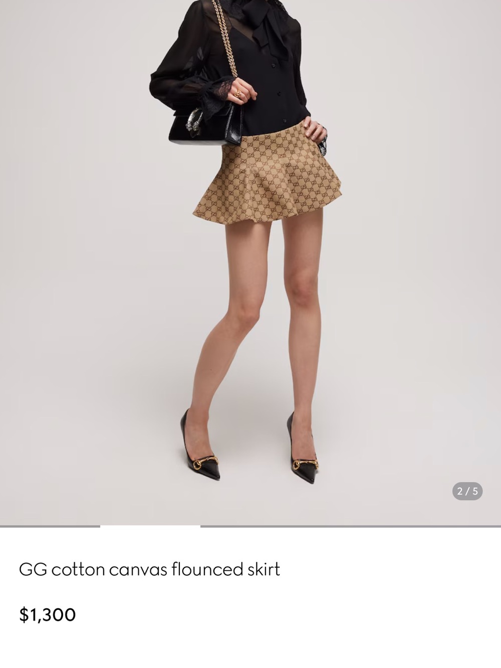 Gucci Beige GG Monogram Flared Mini Skirt